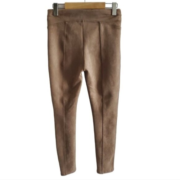 Spanx Faux Suede Rich Caramel Leggings Size SP - Picture 2 of 9